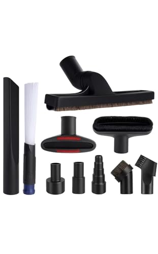 10-PCS Vacuum Attachment Kit for 1.25” (32mm) Hose – Universal Floor Brush, Dusting Tool, Crevice Nozzle & Adapters for Shop-Vac, Home, Car & Garage Cleaning