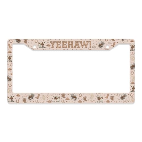 GENANY Cowgirl License Plate Frame License Plate Frames, Western Car License Plate Cover Fits Standard US Vehicles, Western Car Accessories, Personalised Car Decorations for Women Men - color: Cowgirl
