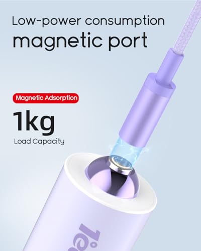 Magnetic for iPhone Charger, 1°edo GaN 65W Fast USB C Charger Block, PD 3.0 QC 4.0 Foldable Magnetic Fast Charger with 6FT Cable for iPhone 17/16 and More Series, Samsung Galaxy, iPad erc (Purple) - color: Purple