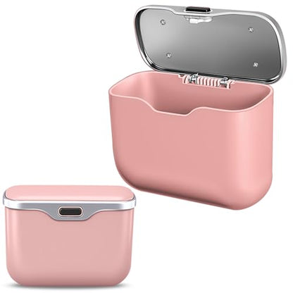 Car Trash Can with Lid, Leakproof Auto Garbage Bin, Waterproof Car Trash Bag Holder with PU Leather Top for Back of Seat/Door, Fit for SUVs, Sedans, Trucks Pink - color: Pink