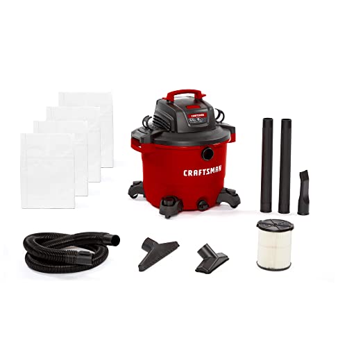 CRAFTSMAN CMXEVBE18595 16 Gallon 6.5 Peak HP Wet Dry Vac, Heavy-Duty Shop Vacuum Wet and Dry with Filter, 4 Dust Bags, Hose and Attachments for Home Projects & Renovations - size: 16 Gallon 6.5 Peak Hp W/4 Dust Bags