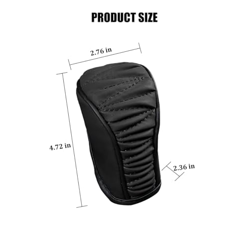 Zpana Car Gear Shift Knob Cover, Leather Automatic Vehicle Shifter Knob Protector, Anti-Slip Auto Interior Gear Stick Lever Handle Protection Cover, Universal for SUV, Sedan, Truck (Black) - color: Black