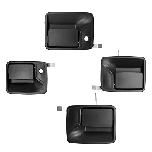 Exterior Door Handle Set, Compatible with 1999-2016 Ford F250 F350 F450 F550 Super Duty | 2000-2005 Ford Excursion & More, Outside Front & Rear Left & Right Side with Key Hole | Replace# 79306 79307 - color: Black Outer Front&Rear Left&Right