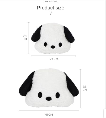 Cute Car Headrest & Lumbar Support Seat Cushion Adorable Black & White Dog Pattern, Comfortable & Durable Accessories Pillow, Set Includes 1Headrest &1 Lumbar Support