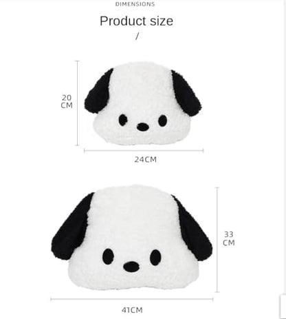 Cute Car Headrest & Lumbar Support Seat Cushion Adorable Black & White Dog Pattern, Comfortable & Durable Accessories Pillow, Set Includes 1Headrest &1 Lumbar Support
