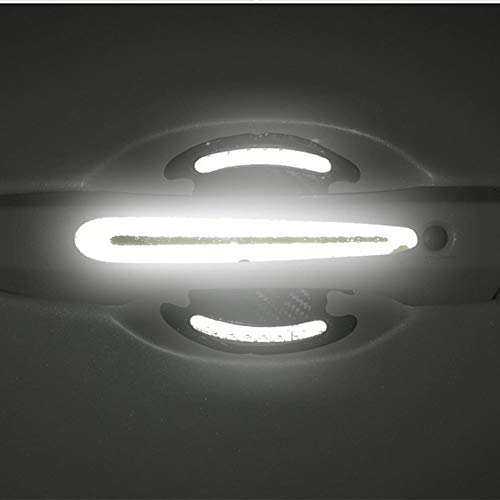 Car Door Handle Protector Reflective Sticker Universal Auto Carbon Fiber Door Handle Anti Scratch Cover Guard 8PCS Silver - color: Silver
