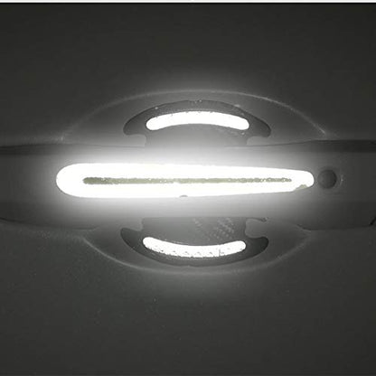 Car Door Handle Protector Reflective Sticker Universal Auto Carbon Fiber Door Handle Anti Scratch Cover Guard 8PCS Silver - color: Silver