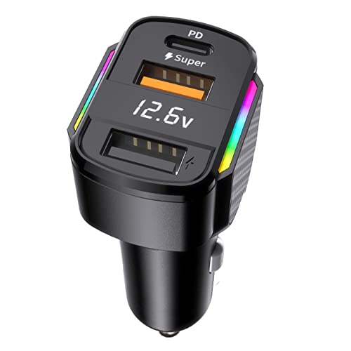 GemCoo USB C Car Charger, 80W PD36W&QC3.0 Fast Charging Car Charger Adapter Cigarette Lighter Charger Plug for iPhone 14 13 12 11, iPad, Samsung Galaxy S22 S21 S10
