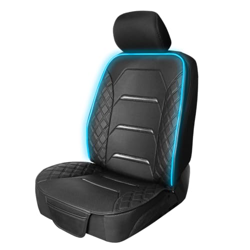 Motor Trend RGB LED Car Seat Protector with Remote — Color-Changing Front Seat Cover, 4 Modes (Music Sync, Pulse, Fade, Static), Universal Fit, Faux Leather Trim, Waterproof & Easy Install - color: Multi-Color