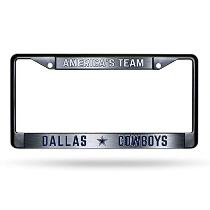 NFL Dallas Cowboys America's Team Black Chrome License Plate Frame - 2-Screw Mount - color: Cowboys