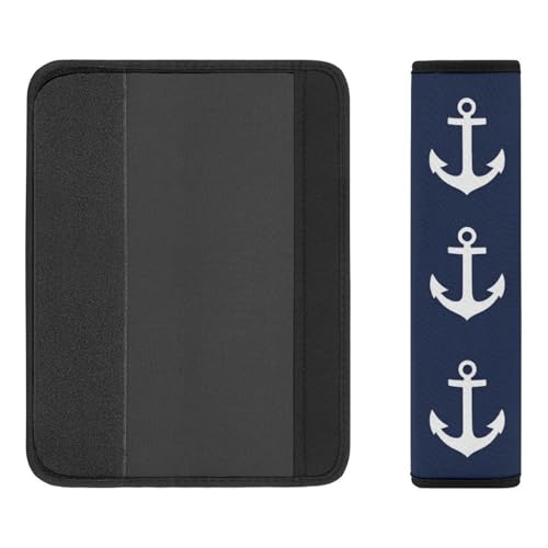 Comfortable Cushion Pad Car Shoulder Strap Harness Pad, Nautical Anchor Navy 2PCS Car Belt Covers - color: Color350