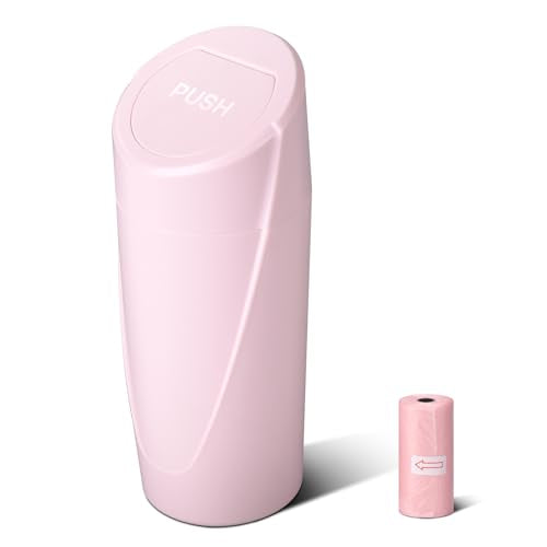 Car Trash Can Bin with Lid - Car Garbage Can Cup Holder - Pink Mini Leakproof Vehicle Garbage Bin with 20pcs Trash Bags - Automobile Organizers and Storage for Front Back Seat Accessories - color: Pink