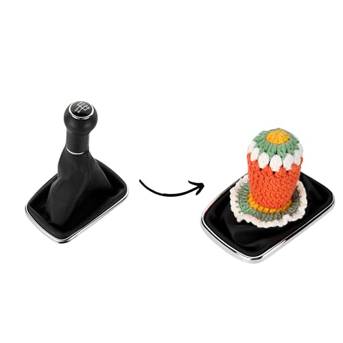 Crochet Shift Knob Cover, Universal Handmade Sunflower Boho Car Accessories for Women, Soft Shift Boots Knobs Cover Automotive Interior Fits Car Truck SUV (19#SC) - color: 19#SC