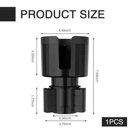 QODOLSI Pack-1 Car Conversion Cup Holder, Within 4.13" Drink Stand from Small to Large Cups Mouth, Rotatable Adjustable Base with Anti-Slip Pad, Universal Plug-and-Play Cup Holder for Cars (Black)