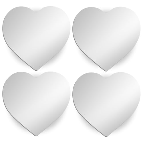 4 Pcs Heart Shaped Blind Spot Mirrors for Cars, Shatterproof Convex Glass with 360° Adjustment, Universal Stick On Side Mirror Accessories for Enhanced Safety on Cars, SUV, Trucks