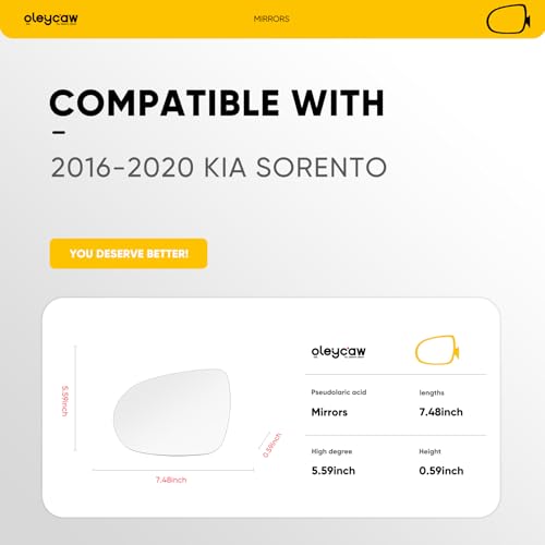 Compatible with 2016 2017 2018 2019 2020 Kia Sorento Driver Side Mirror, Left Side Mirrors with Backing Plate, Heated - color: Driver Side(Heated)