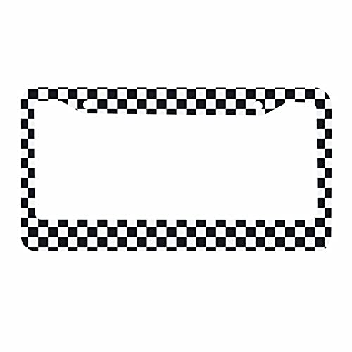 Decorative License Plate Frame Black and White Checkerboard Car Tag Frame Aluminum Auto License Plate Holder for Men Women - color: Multi-0002