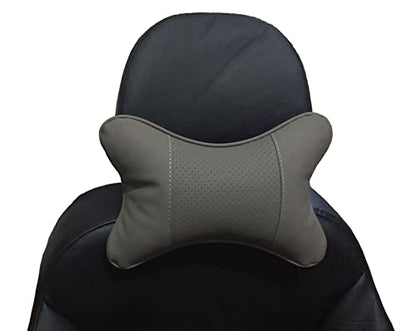 Car Neck Pillows 2pcs Pack Car Headrest Pillow Pu Leather Car Cervical Pillows for Traveling Car Pillows Filled by Fiber (Gray) - color: Grey