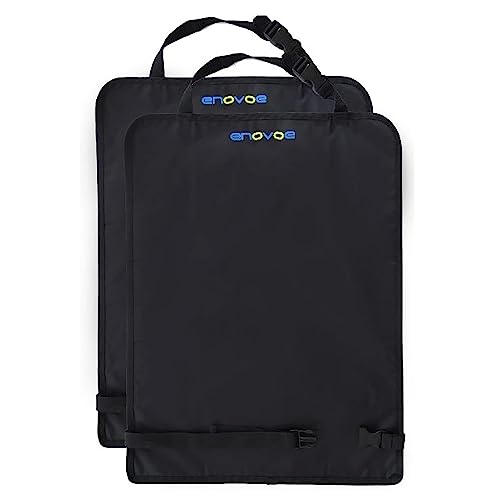 Enovoe Kick Mats Back Seat Protector for Kids - 2 Pack - Premium Quality Car Seat Back Cover Offers Waterproof Protection of Your Upholstery from Mud and Scratches - Backseats Kick Protector for Child - color: Black, size: 2-Pack