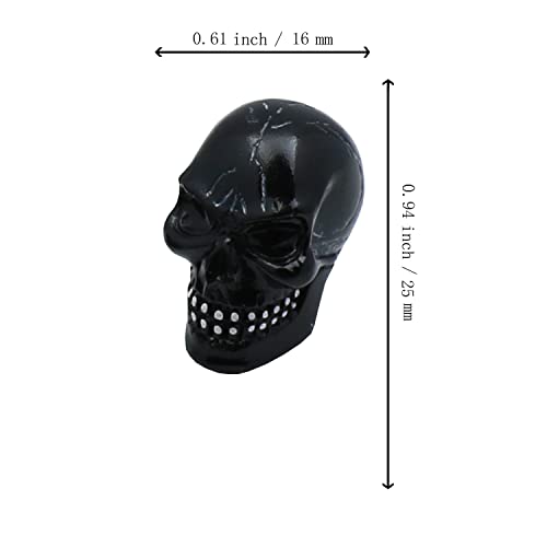 Tires Skull Valve Stem Caps Universal Fit Most Cars SUV Bike Trucks Motorcycles 4 Pcs/Set(Black) - color: black