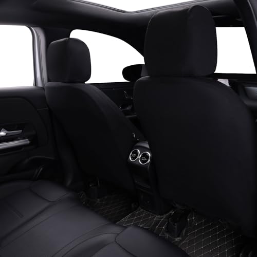 Flying Banner AquaShield Front car seat Covers Set Waterproof Water Resistant arm Rest Compatible Shoulder Seatbelt Compatible Truck seat Protectors Universal fit Non Slip (Black Black, Front Pair) - color: Black Black, size: Front Pair