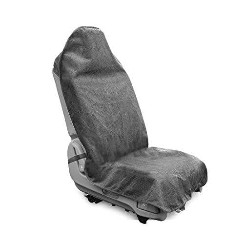 Waterproof Sweating Car Seat Cover for Post Gym Workout, Running, Swimming, Beach and Hiking, Universal Fit Non-Slip Towel Bucket Seat Protector for Cars SUV Trucks, Machine Washable (Grey) - color: Grey