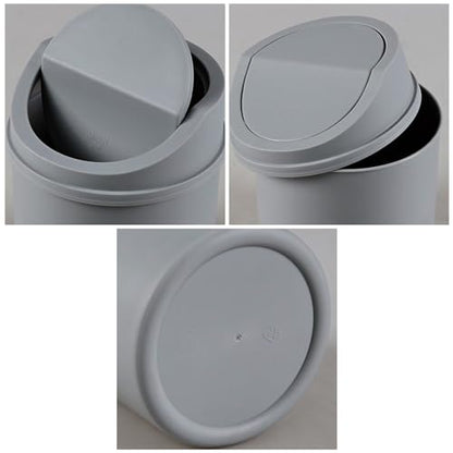 2 L Plastic Mini Desktop Trash Can, Tiny Garbage Can with Swing Lid, Gray - color: gray