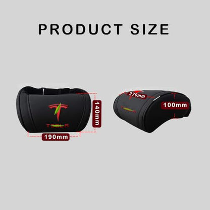 Car Headrest Neck Pillow Support Ergonomic, with Valve Stem Covers Accessory for Driving Seat Fatigue Relief Compatible with Model S X 3 Y & Cybertruck - 2 Pieces - color: A. Black Ver. 3
