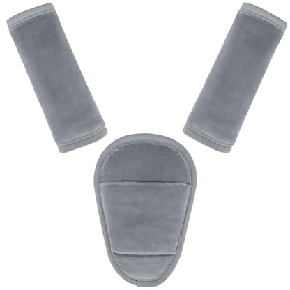 3 Pcs Car Seat Stroller Straps Pads for Baby, Newborn Soft Shoulder Strap and Crotch Covers, Universal Shoulder Straps Pads for Car Seat, Pushchair, High Chair (Grey) - color: Grey