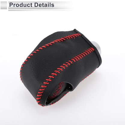 Gear Shift Knob Cover for Honda HR-V 2016-2022 Anti-Slip Stick Shifting Handle Protector Faux Leather 1 Pc Pebbled Black Red