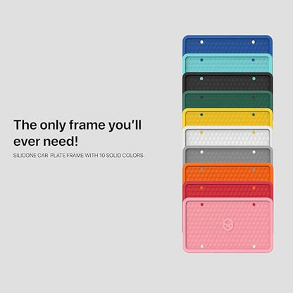 Rightcar Solutions Car Plate Frame, Silicone License Plate Frame, Rust-Proof Rattle-Proof Weather-Proof License Plate Holder for Front or Rear, Pink, 1 Pack - color: Pink