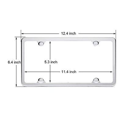 License Plate Frames, Indeed BUY 2 Pcs 4 Holes Slim Stainless Steel Polish Mirror License Plate Frame and Chrome Screw Caps