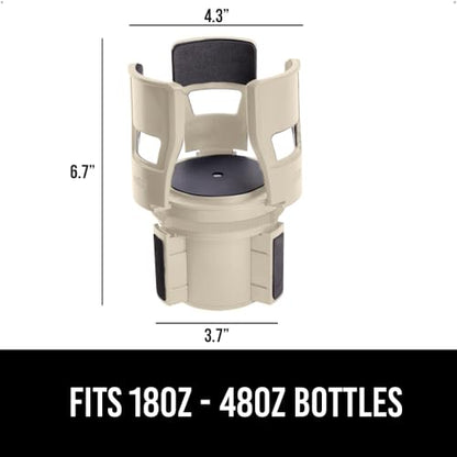 GORILLA GRIP Patent Pending Adjustable Car Cup Holder Expander, Keeps Water Bottle Secure, Expands to Fit 18 to 48 oz Large Bottles, Yeti, Owala, Stanley with Handle, Coffee Mug Insert for Cars, Tan - color: Tan