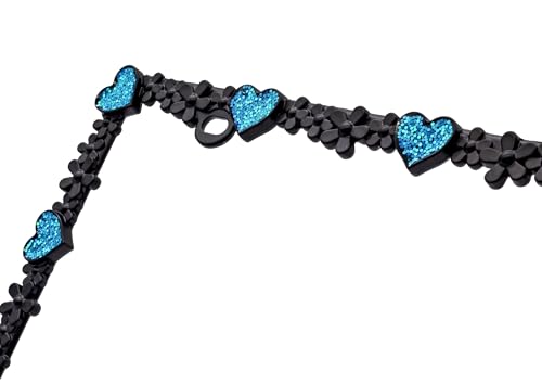 Creathome 3D Shining Daisy Heart License Plate Frame from Pure Zinc Alloy Metal Perfect Plate Holder, Matt Black with Blue Glitter, Luminously Heart - color: Matt Black with Blue Glitter, Luminously Heart