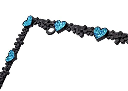 Creathome 3D Shining Daisy Heart License Plate Frame from Pure Zinc Alloy Metal Perfect Plate Holder, Matt Black with Blue Glitter, Luminously Heart - color: Matt Black with Blue Glitter, Luminously Heart