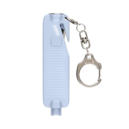 Sabre Safe Escape™ 3-in-1 Car Escape Tool for Car Safety with Spring-Loaded Window Breaker, No Swing Required, Seat Belt Cutter, LED Flashlight, Compact Auto Safety Tool for Emergencies - color: Chambray Blue
