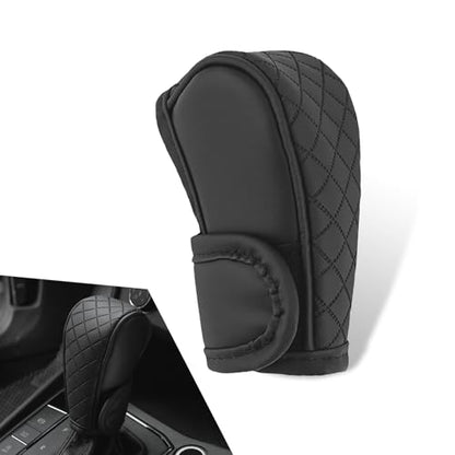 Car Leather Gear Shift Cover, Anti-Slip Dustproof Gear Shifter Stick Protector with Diamond Embroidery, Shift Knob Cover for Lever Protection, Universal for Cars,Trucks,SUVs (Black) - color: Black