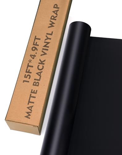Matte Black Car Vinyl Wrap Roll for Cars, 15ft x 4.9ft Vinyl Wrap Film for Cars Body Protection, Scratch Resistance with Air Release Technology (Matte Black) - color: Matte Black, size: 15ft x 4.9ft