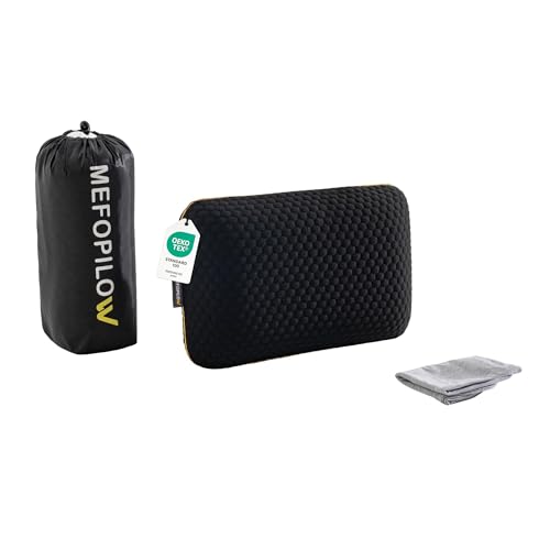 Memory Foam Travel Pillow with Washable Cover & Carry Bag – Compact, Soft & Breathable Neck Pillow for Airplane, Camping & Car (Black- with Extra Gray Cotton Cover, 15.7x9.8x3.9 inches) - color: Black- With Extra Gray Cotton Cover, size: 15.7x9.8x3.9 inch