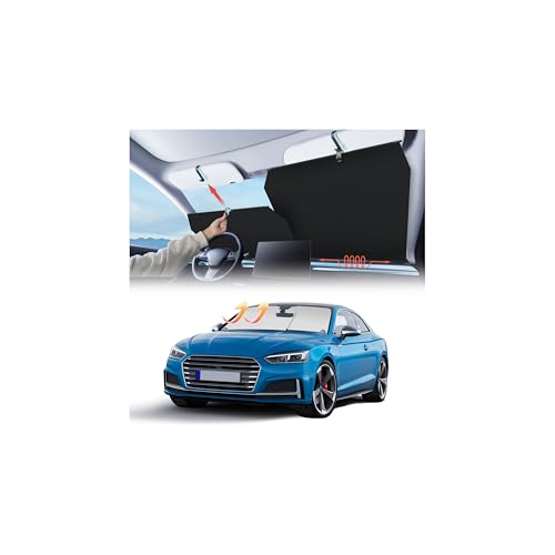 2026 Auto Retractable Sun Shade for Car Windshield - Adjustable Automatic Front Window Sunshade for UV & Heat Protection - Universal Fit for Outdoor Camping & Daily Parking (Not Fit Dashboard Bulge)