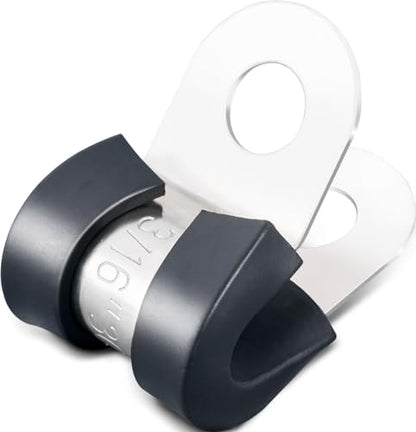OURU 100PCS Cable Clamps 3/16 Inch 304 Stainless Steel Cable Clamps Rubber Coated Cushioned Insulated Cable Clamp,Automotive Wire Clamps,Pipe Clamps,Metal Clamp for Tube,Wire Cord Installation(5mm) - size: 100 PCS - 3/16 Inch