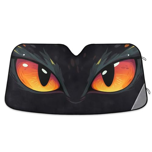 Windshield Sun Shade Red Evil Cat Eyes Front Window Block UV Shades Visor Reflective Retractable for Car SUV Trucks - color: B007