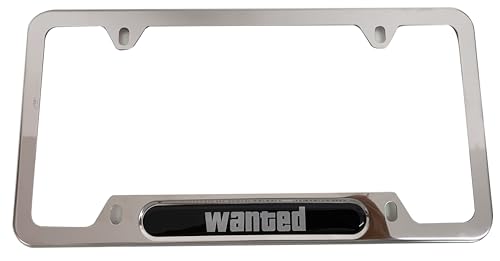 Wanted Level GTA License Plate Frame Cover Holder Stainless Steel Car Accessories Chrome 1Pc