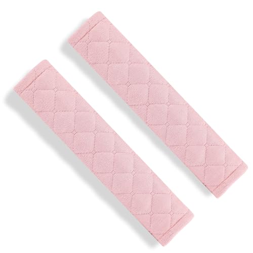 Amooca Automotive Seat Belt Cover Soft Suede Universal Fit Seatbelt Shoulder Pad Neck Protector Cushions for SUV Trucks Airplane Backpack 2 Pack Pink - color: Pink