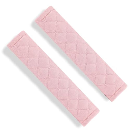 Amooca Automotive Seat Belt Cover Soft Suede Universal Fit Seatbelt Shoulder Pad Neck Protector Cushions for SUV Trucks Airplane Backpack 2 Pack Pink - color: Pink