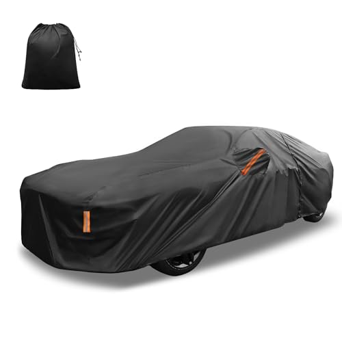 X AUTOHAUX Car Cover for Ford for Mustang Aluminum Film Outdoor Waterproof Sun Rain Snow Hail Protection with Driver Door Zipper - size: for Ford for Mustang 1994-2021
