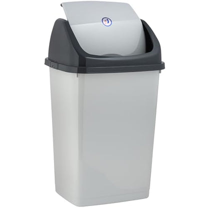 Superio Kitchen Trash Can 13 Gallon with Swing Lid, Plastic Tall Garbage Can Outdoor and Indoor, Large 52 Qt Recycle Bin and Waste Basket for Home, Office, Garage, Patio, Restaurant (SmokeWhite/Grey, 2 Pack) - size: 13 Gallon, style: 2 Pack