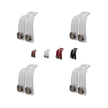 Coozyland Car Hooks, Coozy Land Metal Multi-Function Leather Car Headrest Hooks, Universal Double Hook Car Seat Back Storage Hooks for Wallets, Handbags, Bottles, Trash Bags, etc(White 4-Pack) - color: White 4-pack