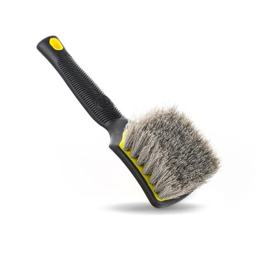 Detail Factory - ProGrip Tire Brush - Ergonomic ProGrip Handle, Stiff Synthetic Bristles, Ergonomic Design, Clean Your Tires with Ease - Live Wire - color: Live Wire, size: Standard