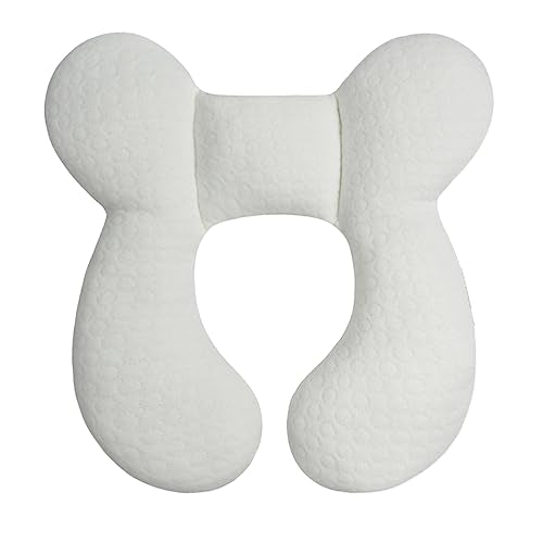 Upgraded Baby Head Support Pillow for Newborn Toddler, Soft Cotton Baby Travel Pillow for Car Seats and Strollers for Baby, White - color: White